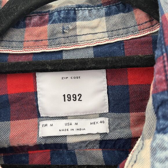 Zip Code 1992 Plaid Button Up Shirt Long Sleeve Medium Size Medium - Picture 4 of 4